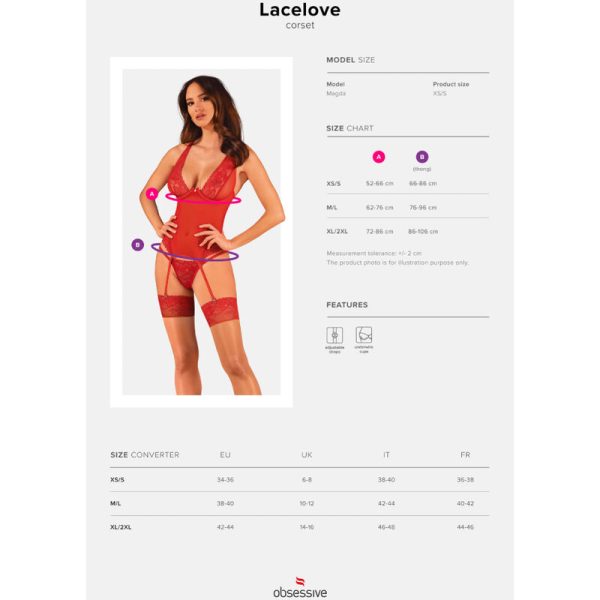OBSESSIVE - LACELOVE CORSET RED XS/S 7